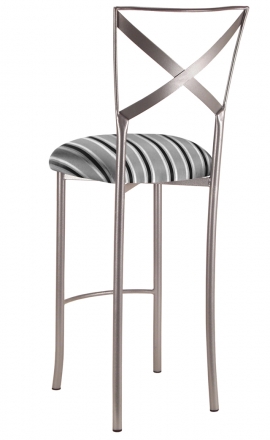Simply X Barstool with Charcoal Stripe Cushion (1)