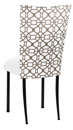 Smoke Kaleidoscope Chair Cover with White Suede Cushion on Black Legs (1)