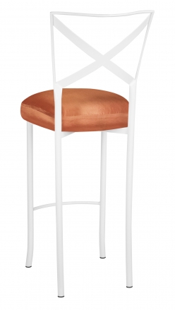 Simply X White Barstool with Orange Taffeta Boxed Cushion (1)