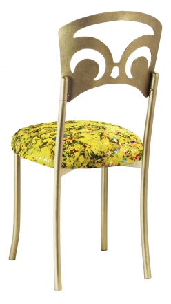 Gold Fleur de Lis with Yellow Paint Splatter Stretch Knit Cushion (1)