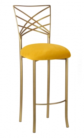 Gold Fanfare Barstool with Canary Suede Cushion (2)