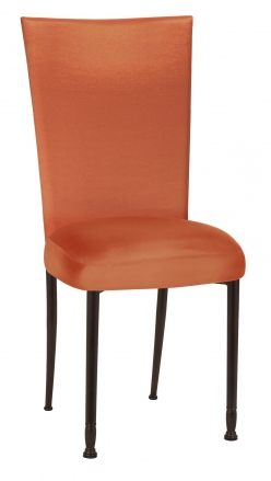 Orange Taffeta Chair Cover with Boxed Cushion on Mahogany Legs (2)