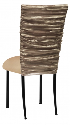 Beige Demure Chair Cover with Beige Stretch Knit Cushion on Black Legs (1)