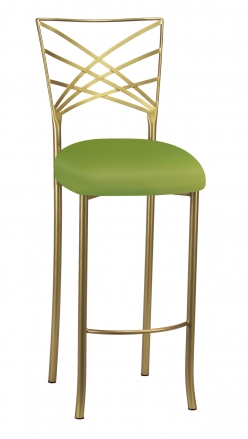 Gold Fanfare Barstool with Lime Knit Cushion (2)