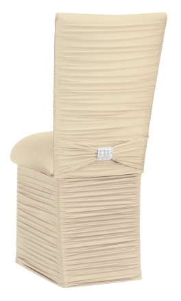 Chloe Ivory Stretch Knit Chair Cover with Rhinestone Accent Band, Cushion and Skirt (1)