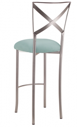 Simply X Barstool with Ice Blue Suede Cushion (1)