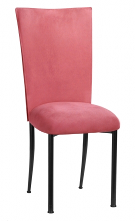 Raspberry Suede Chair Cover and Cushion on Black Legs (2)