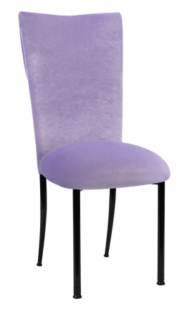 Lavender Velvet Cowl Neck Chair Cover and Cushion on Black Legs (2)