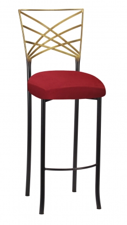 Two Tone Fanfare Barstool with Rhino Red Suede Cushion (2)