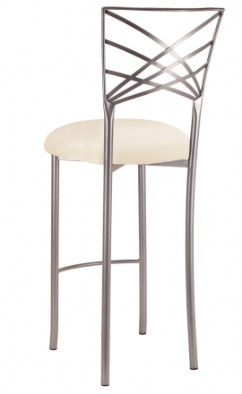 Silver Fanfare Barstool with Ivory Stretch Knit Cushion (1)