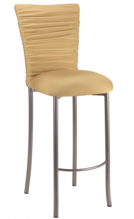 Chloe Gold Stretch Knit Barstool Cover and Cushion on Silver Legs (2)