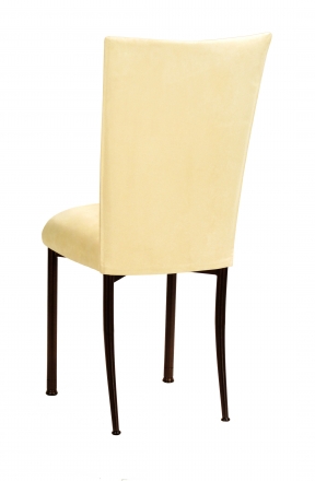 Buttercup Suede Chair Cover and Cushion on Brown Legs (1)