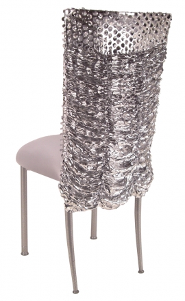 Silver Punchout Chair Cover with Silver Stretch Knit Cushion on Silver Legs (1)