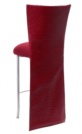 Red Croc Barstool Jacket with Cranberry Stretch Knit Cushion on Silver Legs (1)