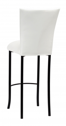 White Leatherette Barstool Cover and Cushion on Black Legs (1)