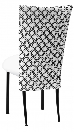 Moderne 3/4 Chair Cover with White Leatherette Cushion on Black Legs (1)