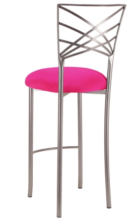 Silver Fanfare Barstool with Hot Pink Stretch Knit Cushion (1)