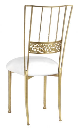 Gold Bella Fleur with White Leatherette Cushion (1)