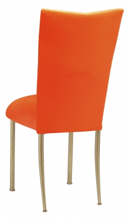 Orange Velvet Chair Cover and Cushion on Gold Legs (1)