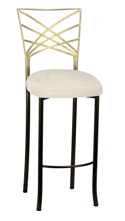 Two Tone Gold Fanfare Barstool with Ivory Boucle Cushion (2)
