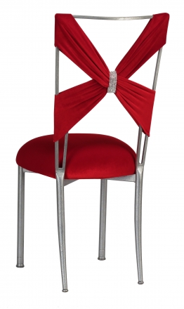 Red Velvet Criss Cross with Rhinestone Accent on Silver Legs (1)
