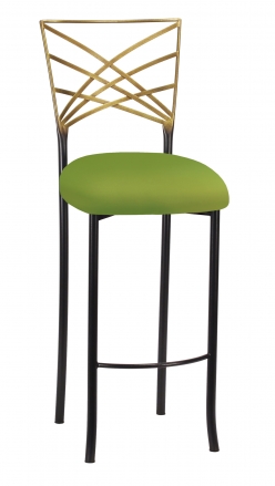 Two Tone Fanfare Barstool with Lime Knit Cushion (2)