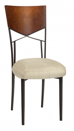 Butterfly Woodback Chair with Parchment Linette Boxed Cushion on Brown Legs (2)