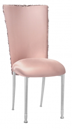 Blush Bedazzled Chair Cover and Blush Stretch Knit Cushion on Silver Legs (2)