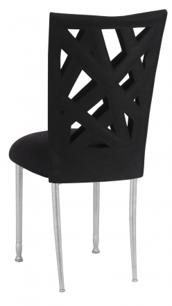 Geometric Chair Cover with Black Suede Cushion on Silver Legs (1)