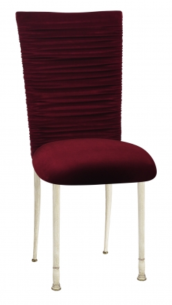 Chloe Cranberry Velvet Chair Cover and Cushion on Ivory Legs (2)