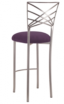 Silver Fanfare Barstool with Lilac Suede Cushion (1)