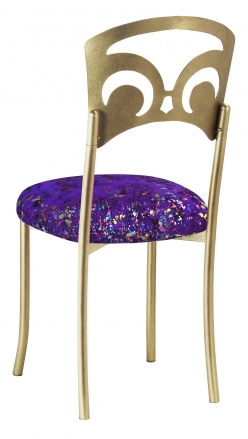 Gold Fleur de Lis with Purple Paint Splatter Stretch Knit Cushion (1)