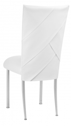 White Tiered Leatherette Chair Cover and Cushion on Silver Legs (1)