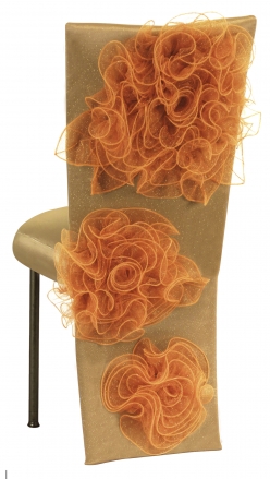 Gold Taffeta Jacket and Tulle Flowers with Gold Taffeta Boxed Cushion on Brown Legs (1)