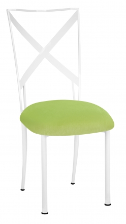 Simply X White with Lime Green Velvet Cushion (2)