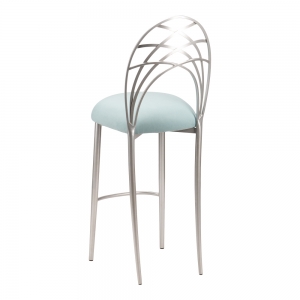 Silver Piazza Barstool with Ice Blue Suede Cushion (1)