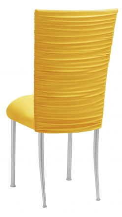 Chloe Bright Yellow Stretch Knit Chair Cover and Cushion on Silver Legs (1)