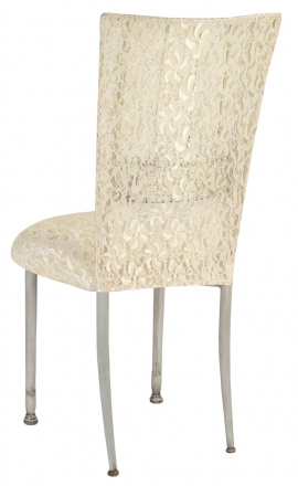 Ivory Bella Fleur with Ivory Lace Chair Cover and Ivory Lace over Ivory Stretch Knit Cushion (1)
