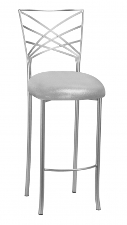 Silver Fanfare Barstool with Metallic Silver Knit Cushion (2)