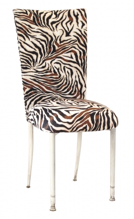 Zebra Stretch Knit Chair Cover and Cushion on Ivory Legs (2)