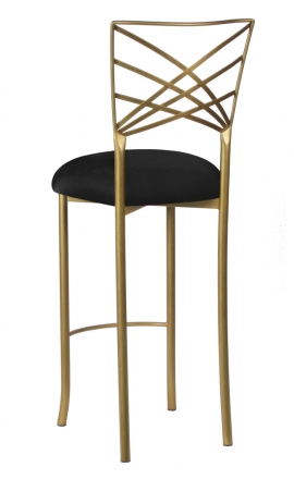 Gold Fanfare Barstool with Black Stretch Knit Cushion (1)