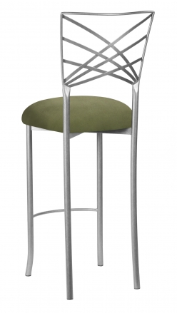 Silver Fanfare Barstool with Sage Suede Cushion (1)