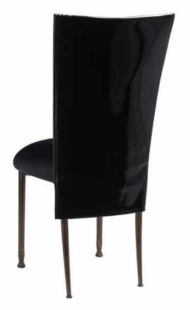 Black Patent 3/4 Chair Cover with Black Stretch Knit Cushion on Mahogany Legs (1)