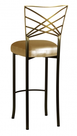 Two Tone Fanfare Barstool with Gold Leatherette Boxed Cushion (1)