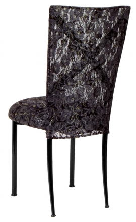 Blak. with Black Lace Chair Cover and Black Lace over Black Stretch Knit Cushion (1)
