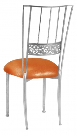 Silver Bella Fleur with Metallic Orange Stretch Knit Cushion (1)