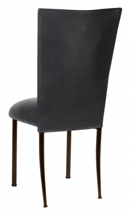 Black Leatherette Chair Cover and Cushion on Brown Legs (1)