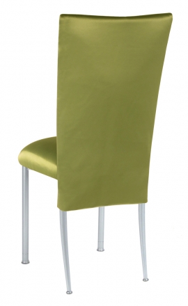 Lime Satin 3/4 Chair Cover and Cushion on Silver Legs (1)