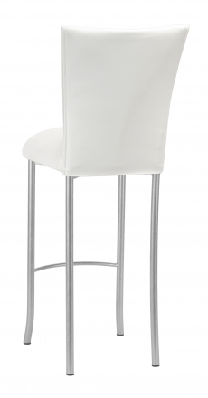 White Leatherette Barstool Cover and Cushion on Silver Legs (1)