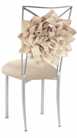 Champagne Bloom with Buttercream Knit Cushion on Silver Legs (1)